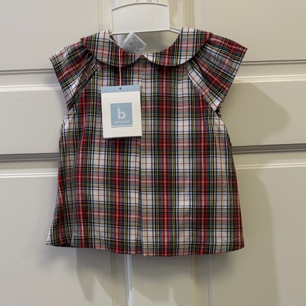 Bella Bliss Plaid Baby Top and bloomer with Peter Pan Collar
